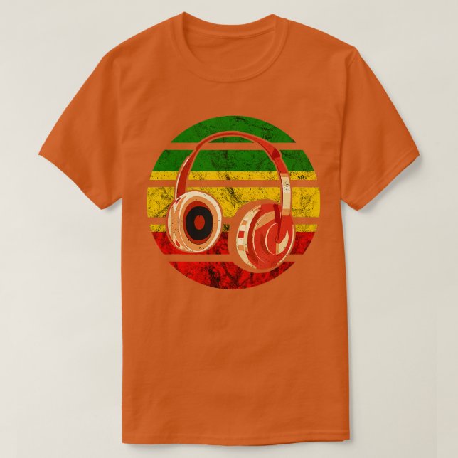 Camiseta Rasta Reggae Music Auriculares Rastafarian Jamaica (Diseño del anverso)