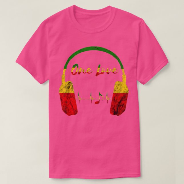 Camiseta Rasta Reggae Music Headphones One Love Jamaica Ras (Diseño del anverso)