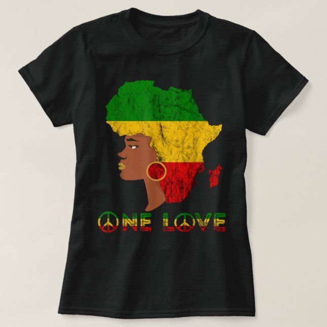 Camiseta Rasta Reggae One Love Jamaican Chica Reggaeton (Diseño del anverso)