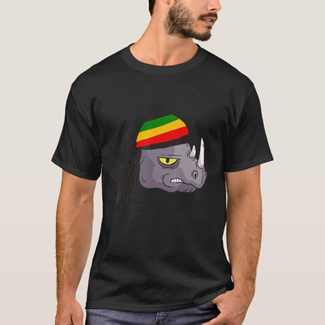 Camiseta Rasta Reggae Rhino Raíces Rastafarias Uno Ama Jama (Anverso)