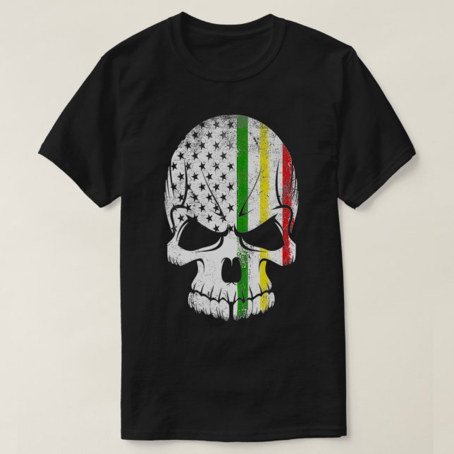 Camiseta Rasta Reggae Skull  (Diseño del anverso)