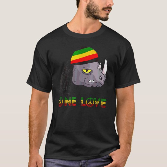 Camiseta Rasta Rhino Reggae One Love Rastafarian Roots Jama (Anverso)