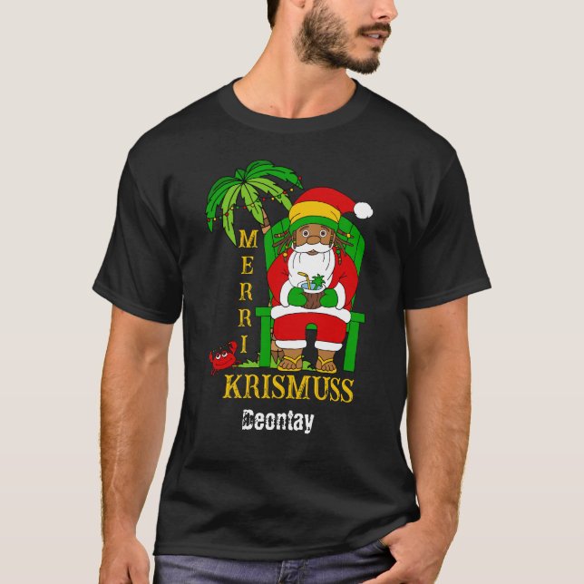 Camiseta Rasta Santa Claus Feliz Navidad (Anverso)