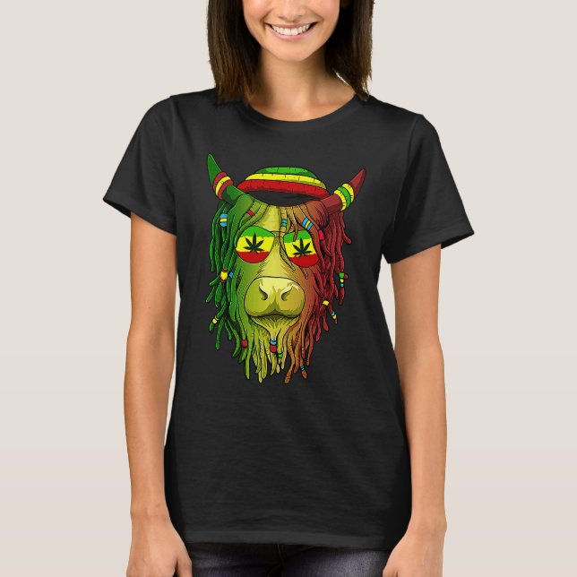 Camiseta Rasta Scottish Highland Cow  Scottish Stoner Cow (Anverso)
