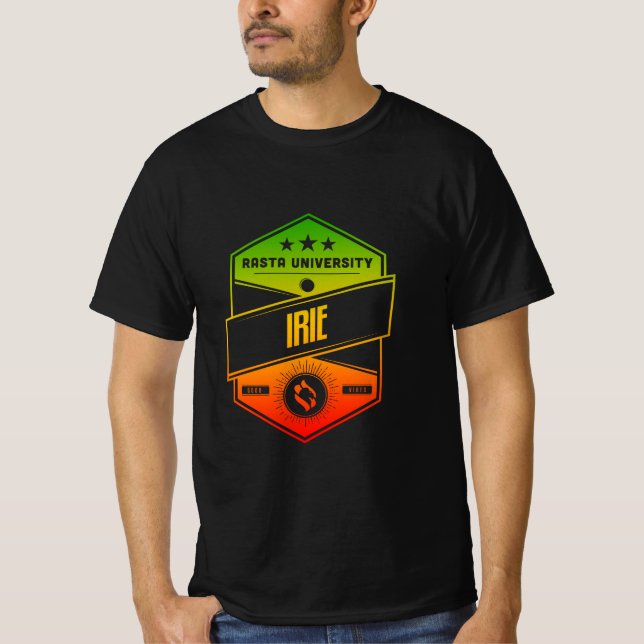 Camiseta Rasta University Irie Good Vibes Rasta Reggae (Anverso)