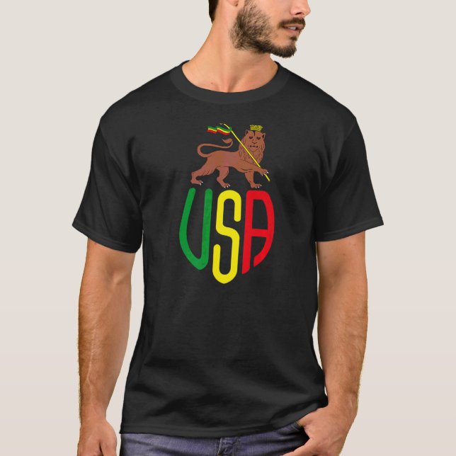 Camiseta Rasta Usa Reggae Music Zion Lion Jamaica Rastafari (Anverso)