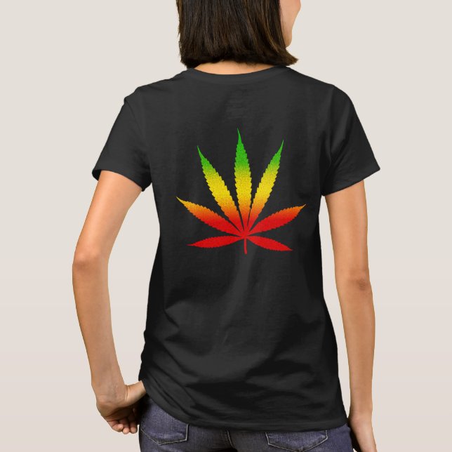 Camiseta Rasta verde y amarillo Rojo Leaf Jamaica (Reverso)