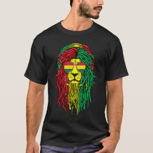 Camiseta Rastafari Jamaica Dreadlock León Reggae Afro Hombr