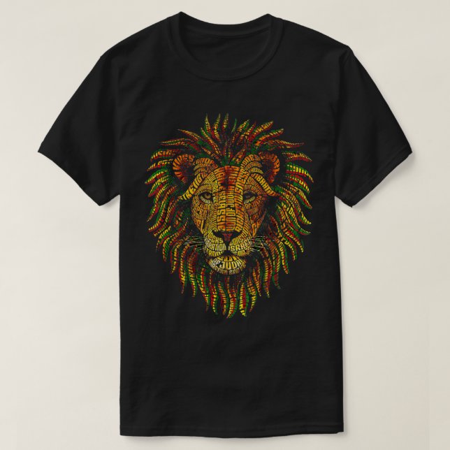 Camiseta Rastafarian Red Yellow Green Rasta Apparel Lion of (Diseño del anverso)