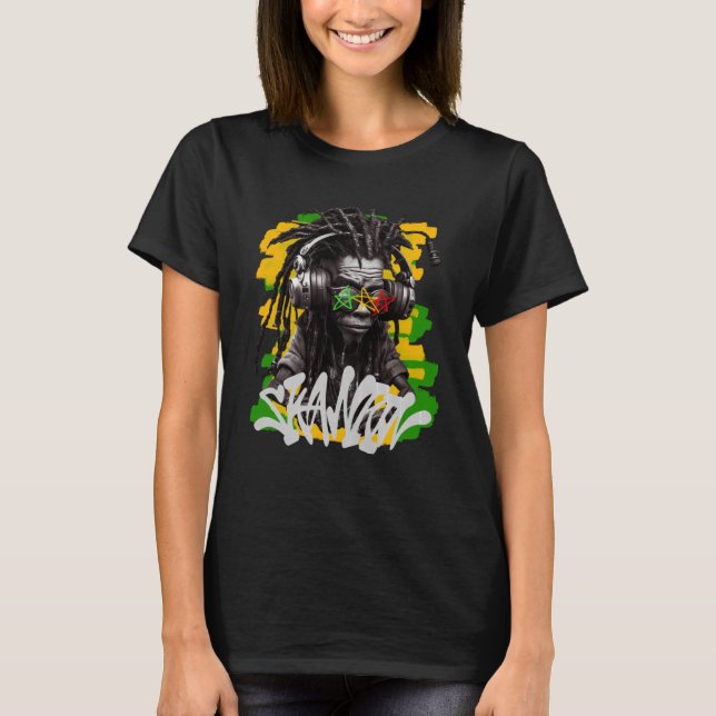Camiseta Rastaman de Skanking con audífonos Graffiti Style  (Anverso)