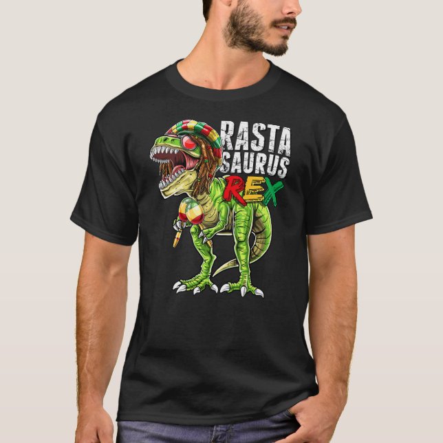 Camiseta Rastasaurus Rex Rastafarian T Rex Dinosaur Reggae  (Anverso)