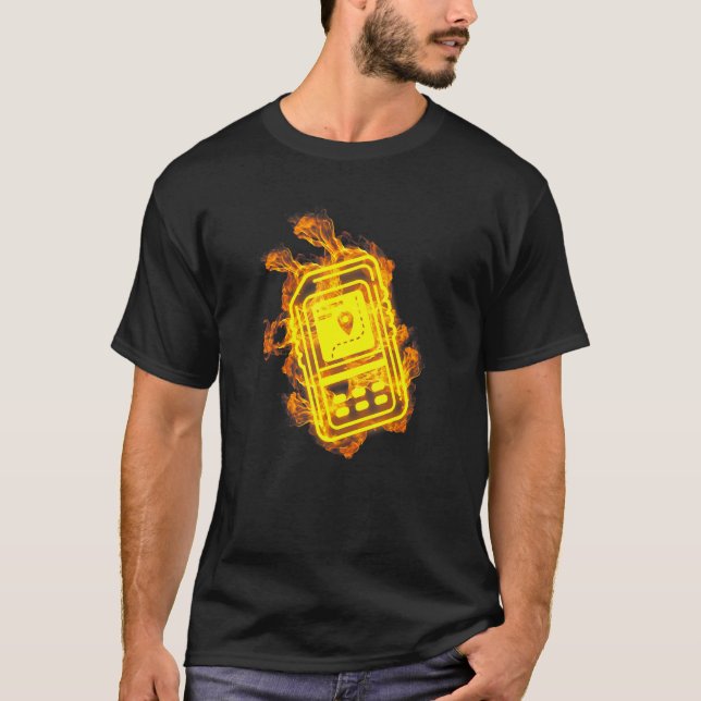 Camiseta Rastreador De Gps De Fuego Flama Geocaching Geocac (Anverso)