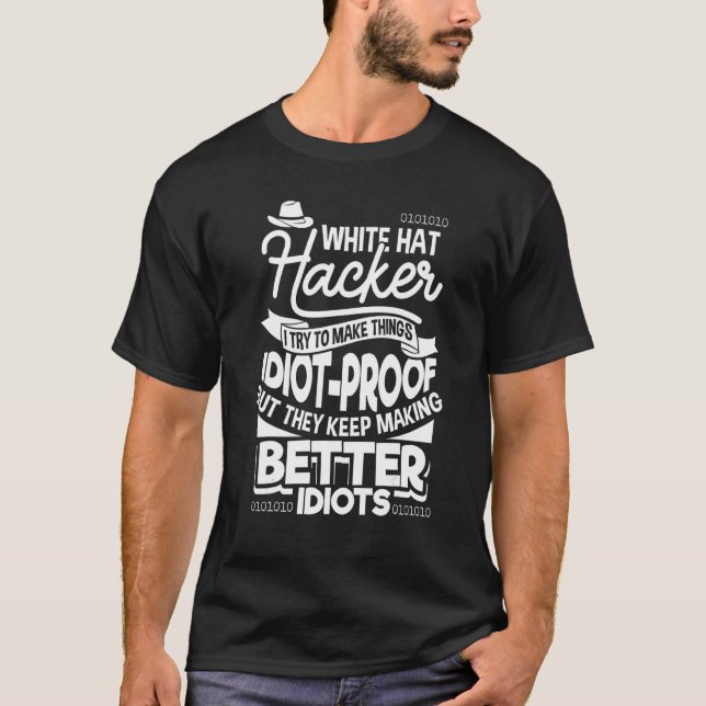 Camiseta Rastreo ético de hacker de Gorra blanco de prueba  (Anverso)
