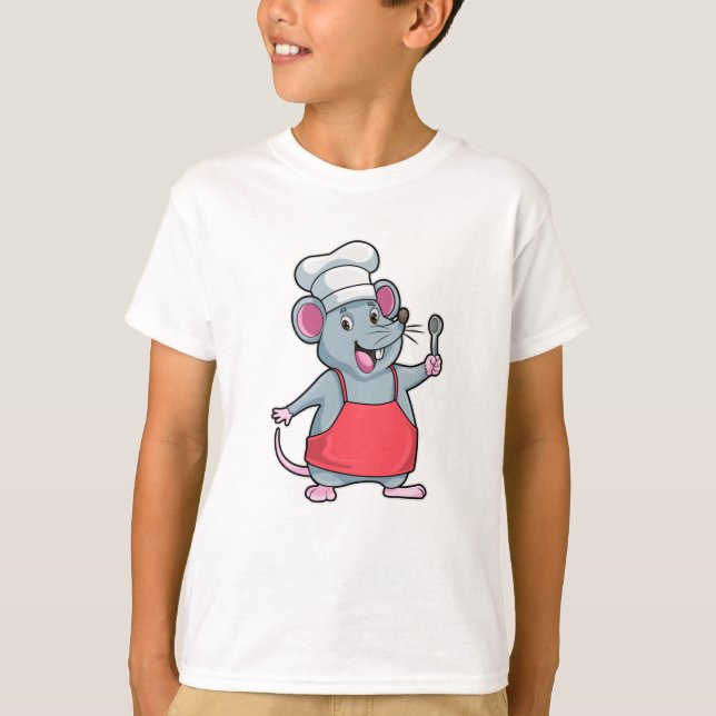 Camiseta Rat as Chef con delantal de cocina y cuchara de ma (Anverso)