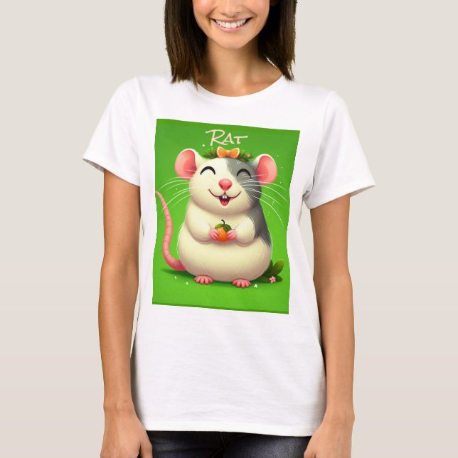 Camiseta Rat Personalizado Cute - Gráfica Animal A (Anverso)