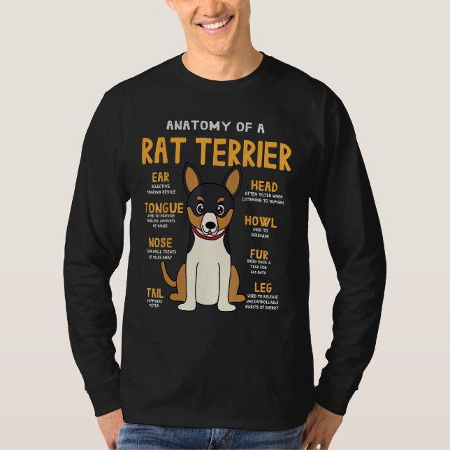 Camiseta Rat Terrier Anatomía Graciosa Perro Mamá Papá Rega (Anverso)