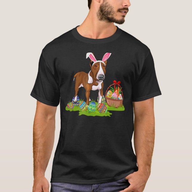 Camiseta Rat Terrier Dog Easter Huevos de caza de conejitos (Anverso)
