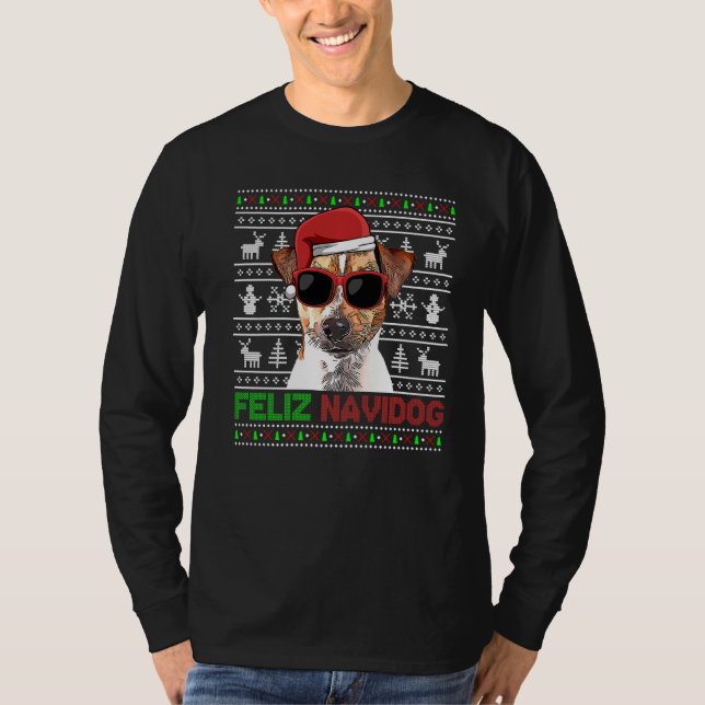 Camiseta Rat Terrier Dog Feliz Navidog Funny Navidades (Anverso)