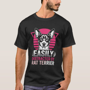 Camiseta Rat Terrier Fácilmente Distraído Perro Retro