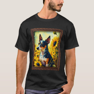 Camiseta Rat Terrier Pintando Flor De Girasol Mamá Faja