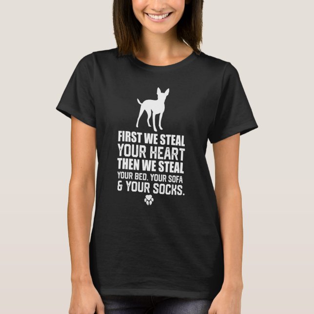 Camiseta Rat Terrier Roba tu corazón roba tu cama y así (Anverso)