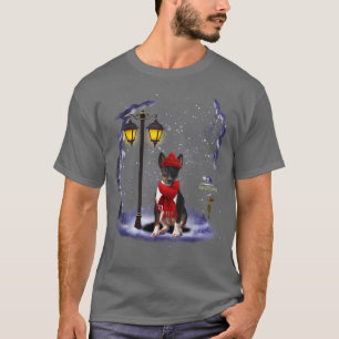 Camiseta Rat Terrier Santa Snow Christmas Light Winter Paja