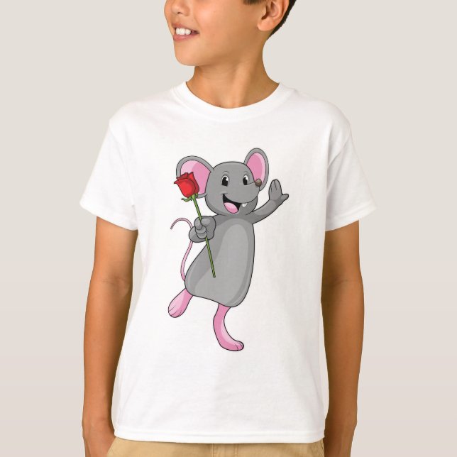Camiseta Rata con flor Rosa (Anverso)