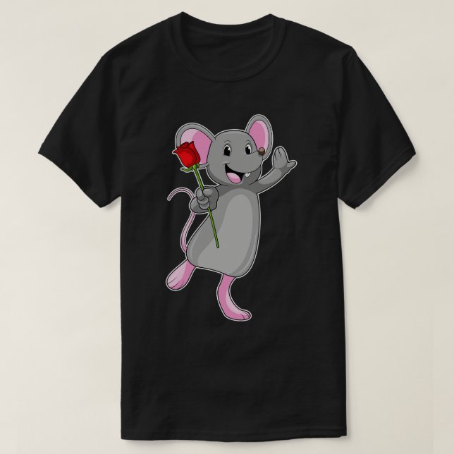Camiseta Rata con flor Rosa (Diseño del anverso)