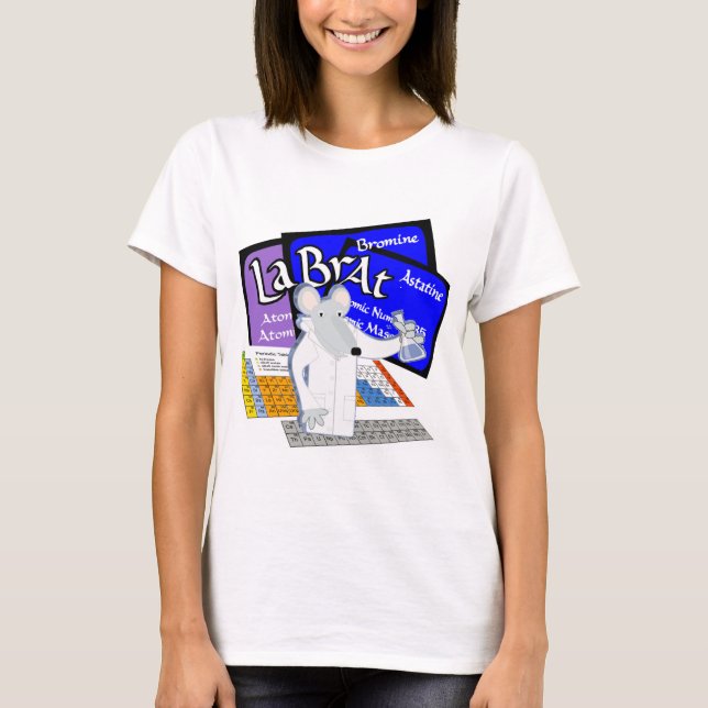 Camiseta Rata del laboratorio deletreada con los elementos (Anverso)