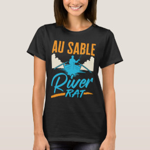 Camiseta Rata del río Au Sable en balsa canoas pesca barcas
