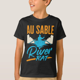 Camiseta Rata del río Au Sable en balsa Canotaje Pesca Barc