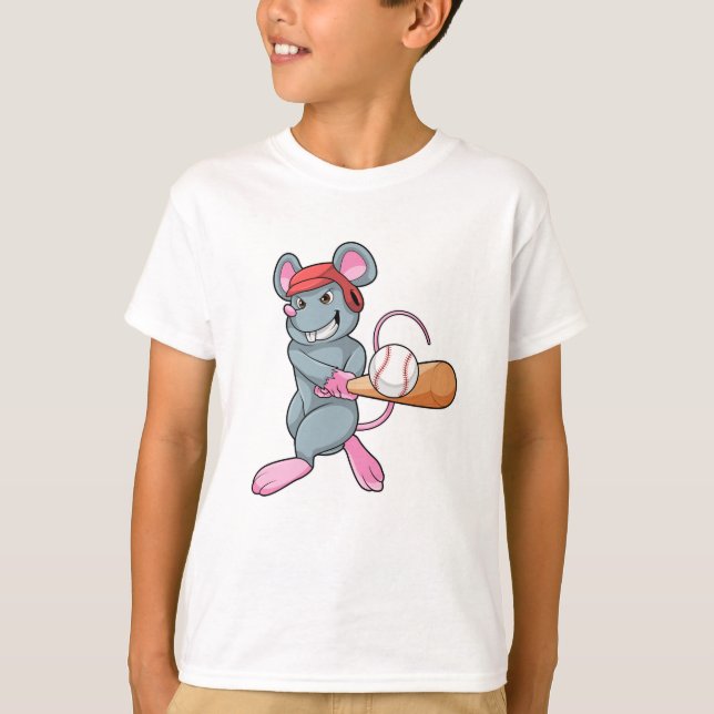 Camiseta Rata en béisbol con bate de béisbol y casco (Anverso)