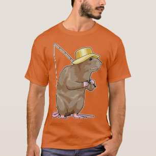 Camiseta Rata en la pesca con barra de pesca