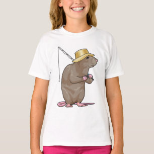 Camiseta Rata en la pesca con barra de pesca