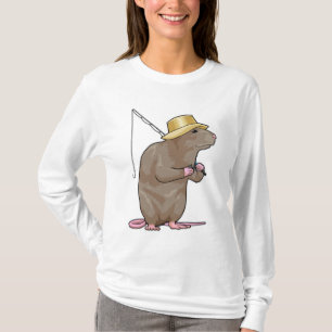 Camiseta Rata en la pesca con barra de pesca