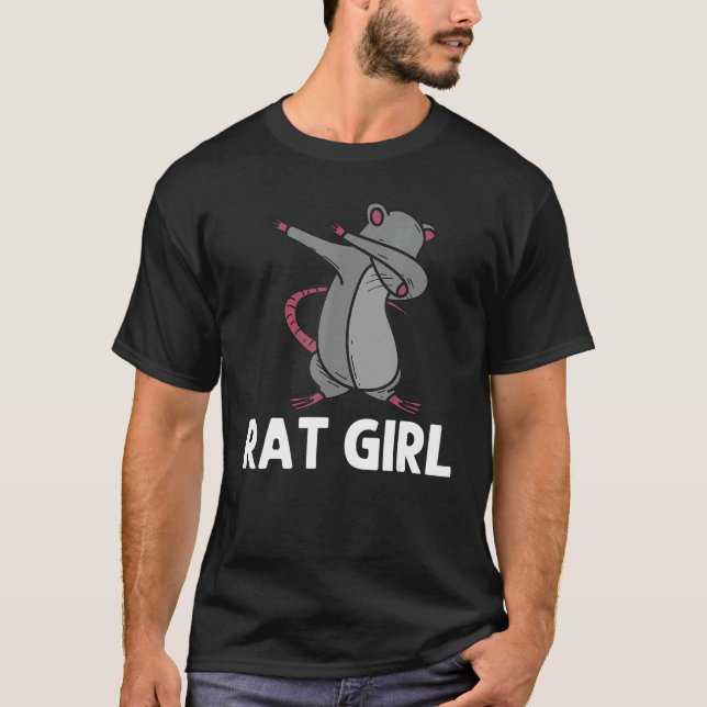 Camiseta Rata Para Chicas Niños Dabbing Black Brown Rodent  (Anverso)