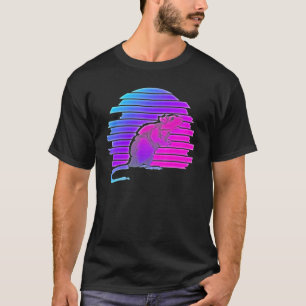 Camiseta Rata Synthwave Dueño de Mascota Vaporwave Retro 80