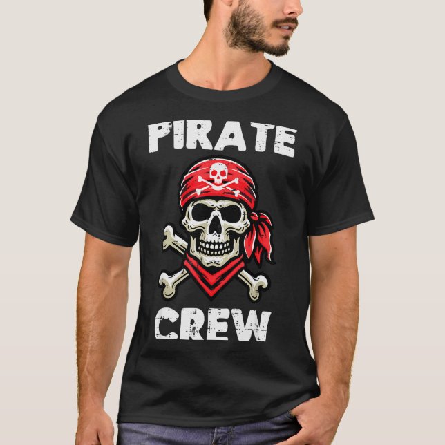 Camiseta Rate Crew Skull Crossbones Funny Matching Men Wome (Anverso)