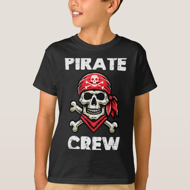 Camiseta Rate Crew Skull Crossbones Funny Matching Men Wome (Anverso)