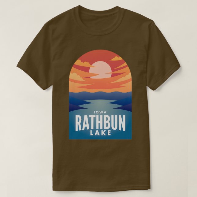 Camiseta Rathbun Lake IA Retro Sunset (Diseño del anverso)