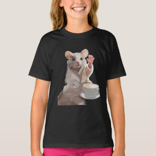 Camiseta Ratón acogedor de la mañana - Arte animal con café