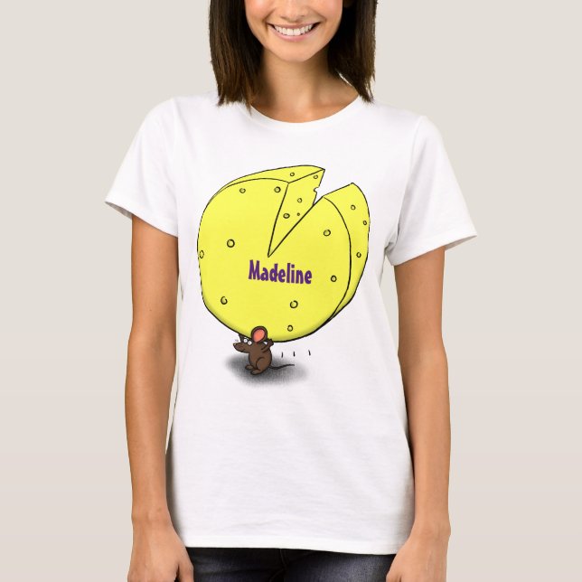 Camiseta Ratón blanco con ilustracion personalizado de ques (Anverso)