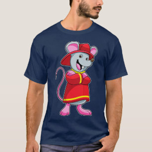 Camiseta Ratón como bombero con casco
