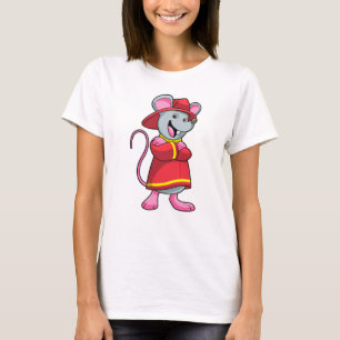 Camiseta Ratón como bombero con casco
