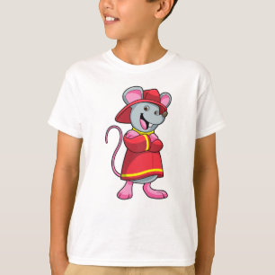 Camiseta Ratón como bombero con casco