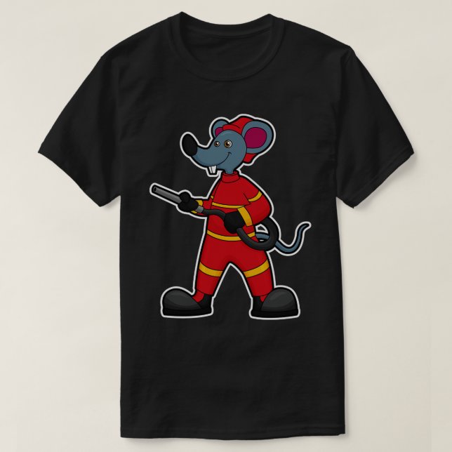 Camiseta Ratón como bombero con mango (Diseño del anverso)