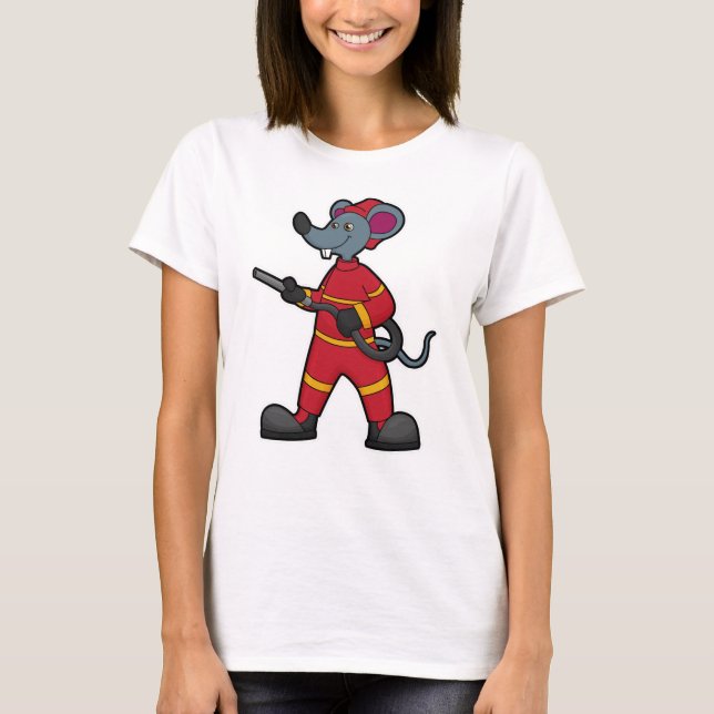 Camiseta Ratón como bombero con mango (Anverso)