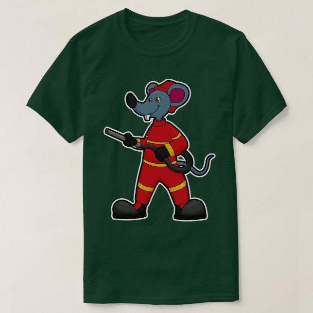 Camiseta Ratón como bombero con mango (Diseño del anverso)