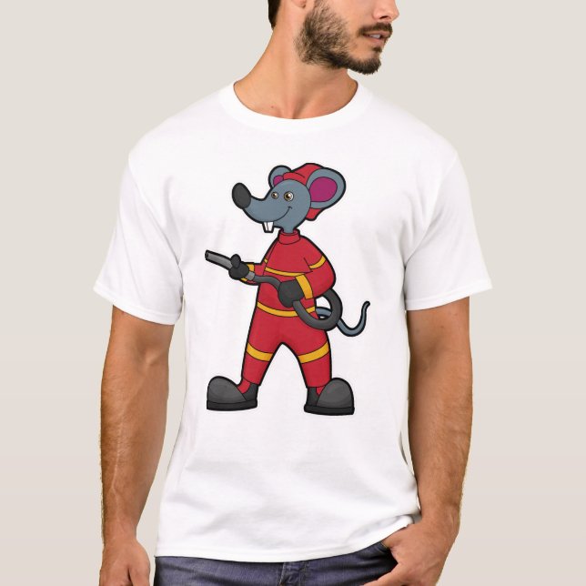 Camiseta Ratón como bombero con mango (Anverso)