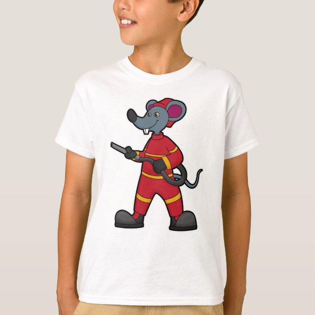 Camiseta Ratón como bombero con manguera (Anverso)